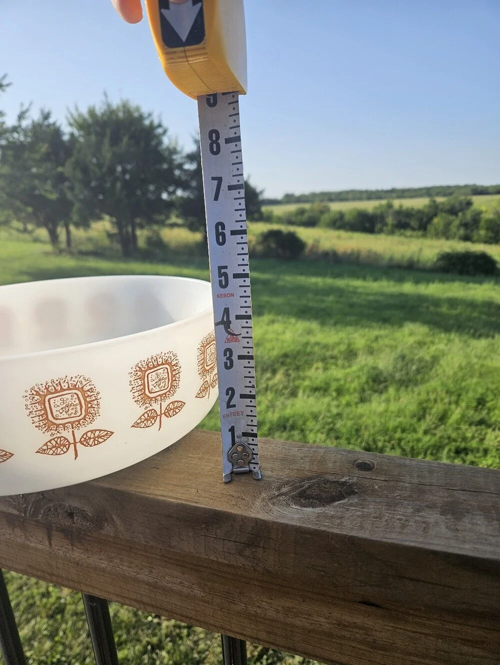 🌻 Vintage Federal Glass Brown Sunflower Mixing Bowl - 3.5 Qt,  Farmhouse Cottag